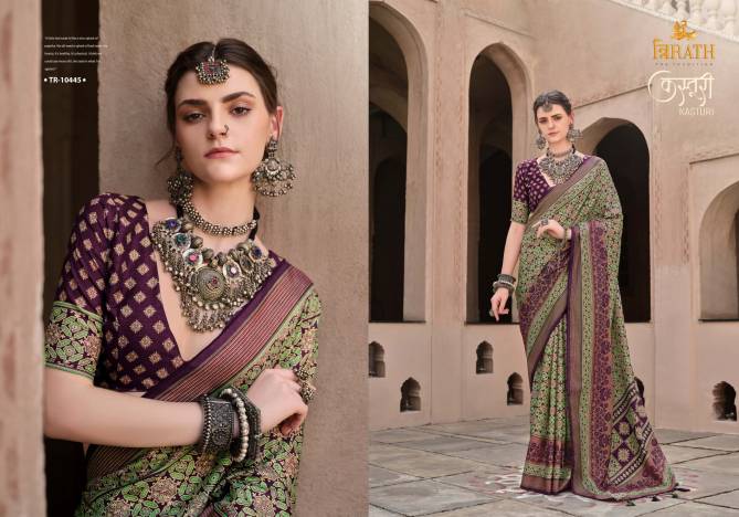 Kasturi By Trirath Mercerized Silk Printed Saree Wholesale Price In Surat
